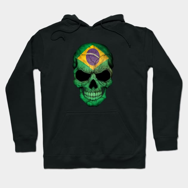 Brazilian Flag Skull Hoodie by jeffbartels